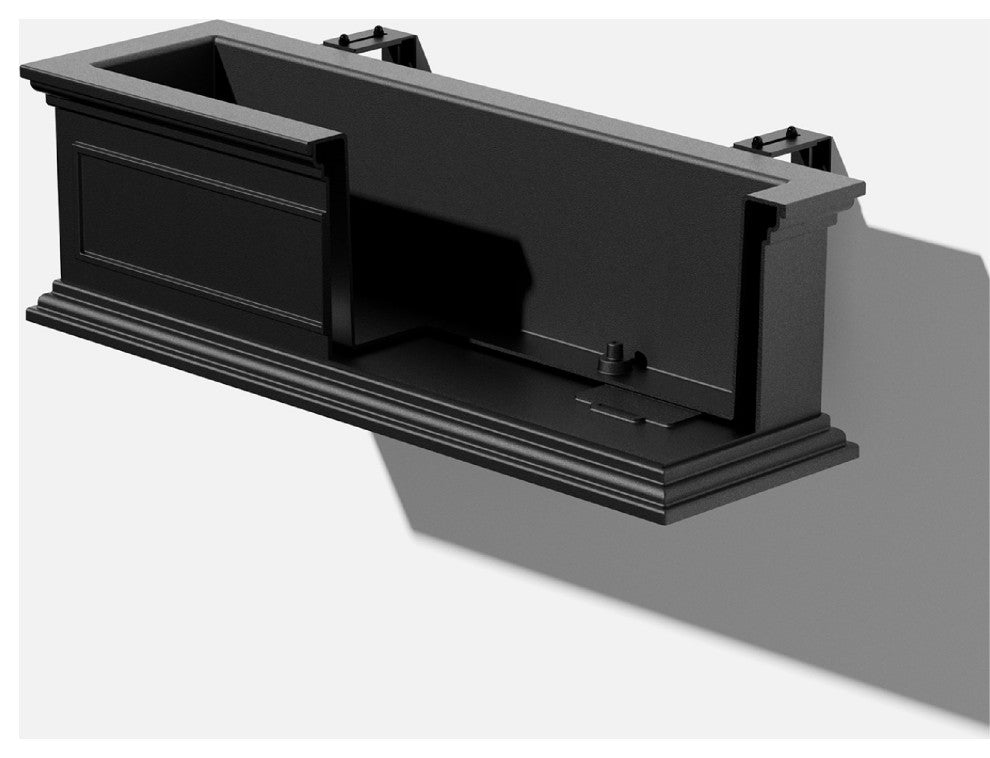 Brixton Window Box Planter With Bracket, 36", Black, 36 Inch, 1 Pack