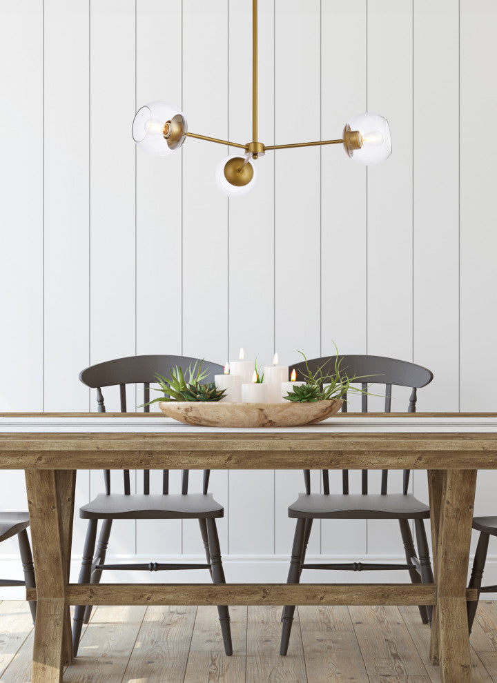 Brooke 32" Pendant, Brass With Clear Shade