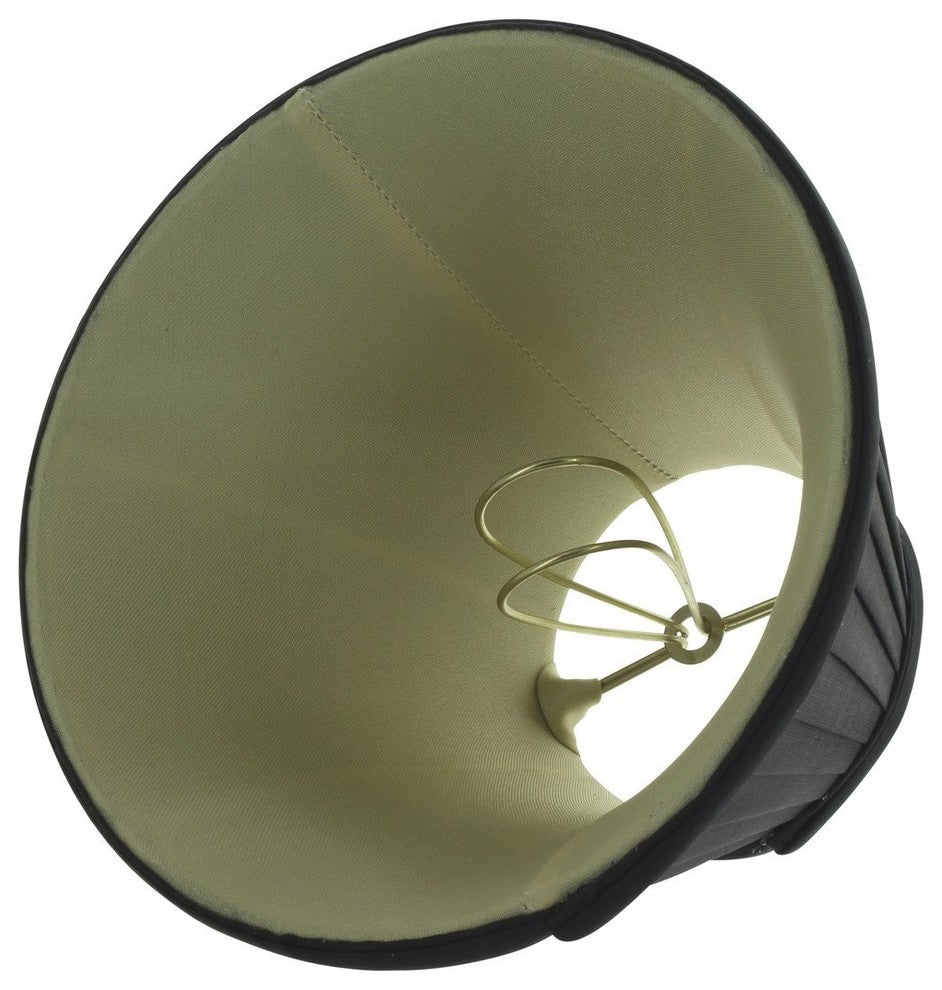 Silk Side Pleat 5" Black With Gold Chandelier Shade Mini Clip-On, Set of 12