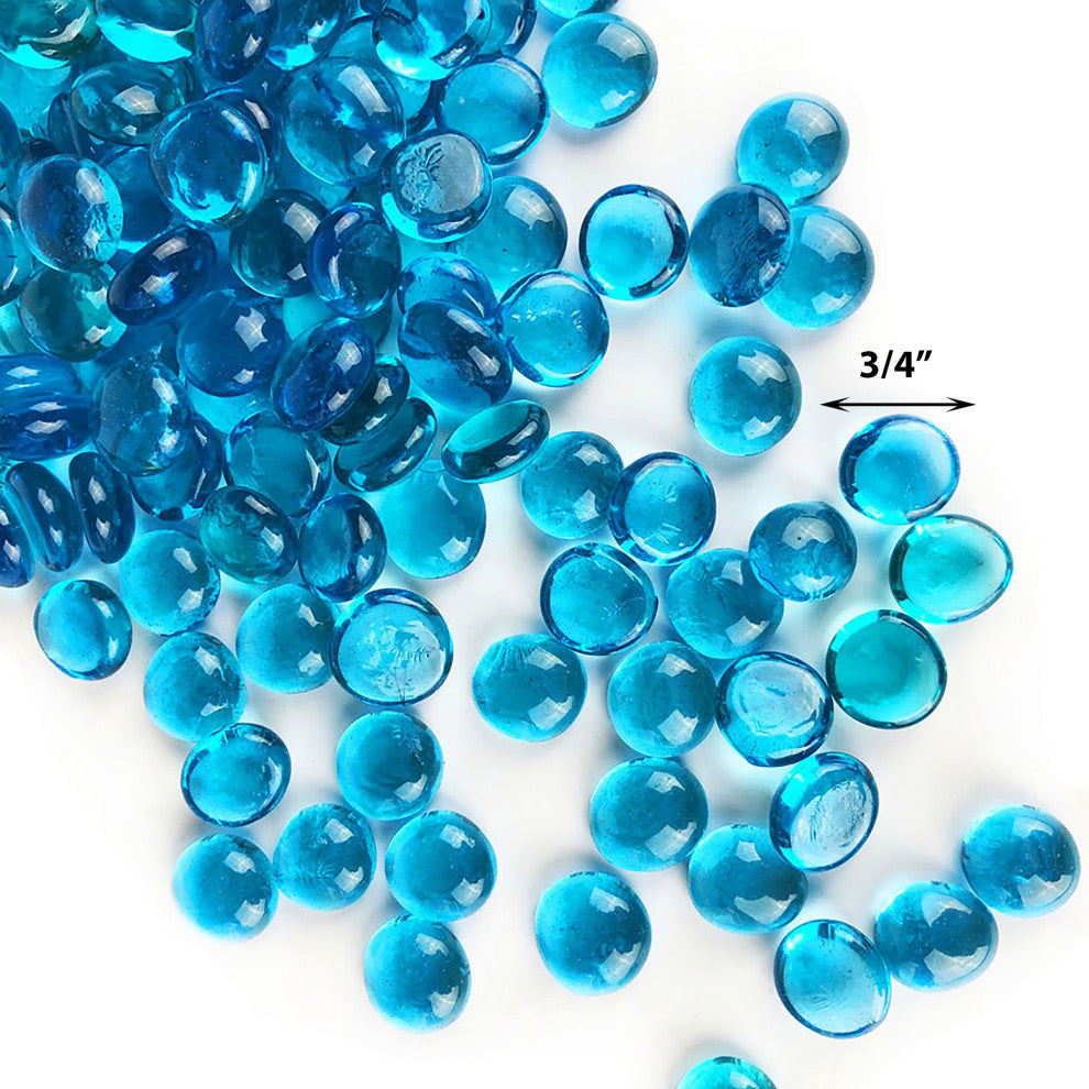 18 LBS CYS Vase Filler Glass Flat Marbles Gem Stones Approx. 1800 pcs, Light Blue