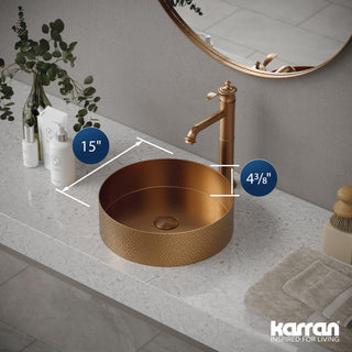 Karran Cinox Stainless Steel Round Vessel Sink, Brushed Copper