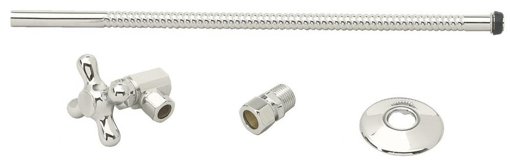 Toilet Kit With Stop And Corrugated Riser - Cross Handle In Polished Nickel