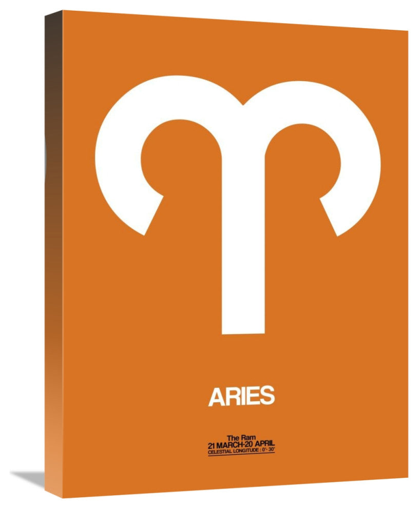 "Aries Zodiac Sign White on Orange" Fine Art Print