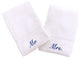 Mr. and Mrs. Hand Towels, Set of 2, White