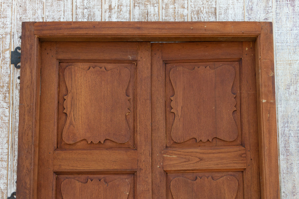 Antique British Colonial Teak Doors with Frame