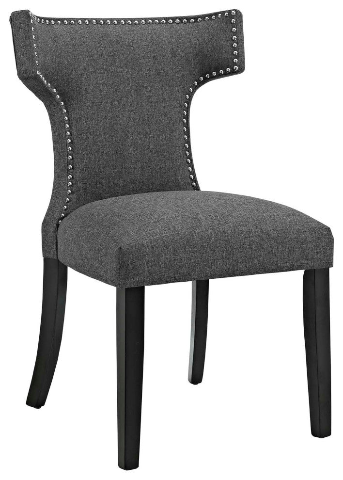 Gray Curve Dining Side Chair Fabric Set of 2