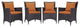 Modway Convene 4 Piece Outdoor Patio Dining Set, Espresso Orange