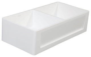 Gourmetier Double Bowl Farmhouse Kitchen Sink, Matte White