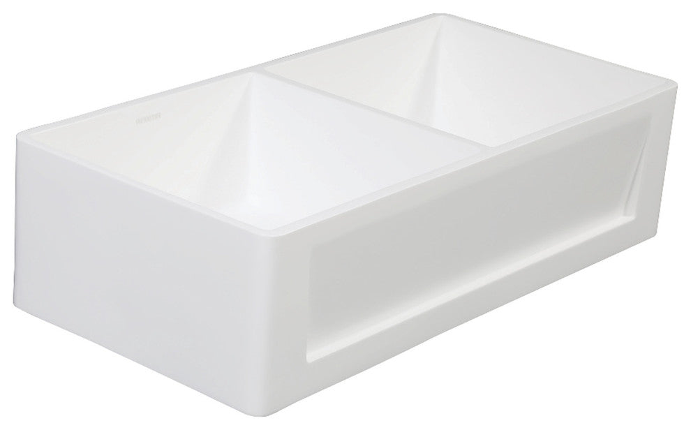 Gourmetier Double Bowl Farmhouse Kitchen Sink, Matte White