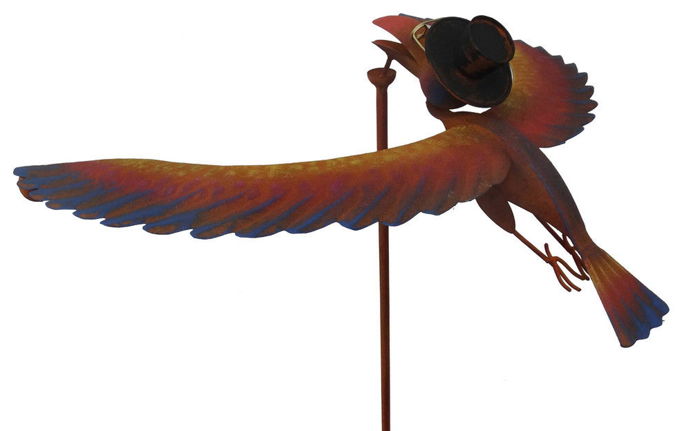 Rustic Metal Balancing Old Crow Garden Stake Outdoor Patio Yard Art