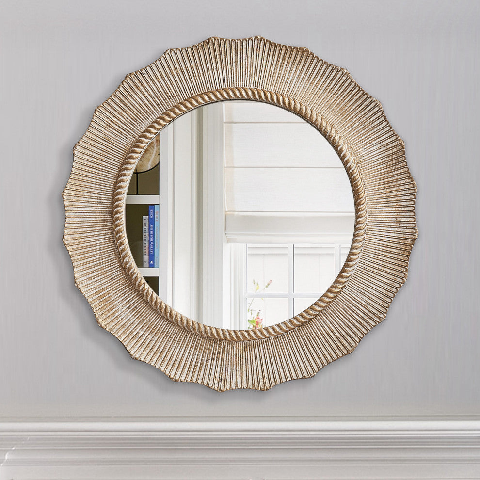 30 in. W x 30 in. H Round Farmhouse Framed Wall Bathroom Vanity Mirror