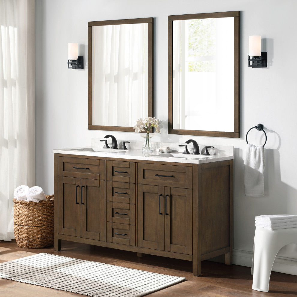 OVE Decors Tahoe Vanity With Mirror, Almond Latte, 60"