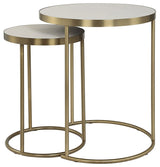 Uttermost 50007 Aragon 2 Piece MDF and Metal Accent Table Set - Brass / White