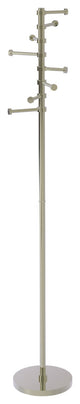 Freestanding Coat Rack with Six Pivoting Pegs, Polished Nickel