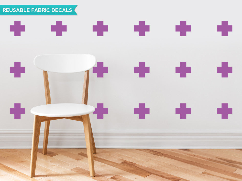Plus Sign Fabric Wall Decals, Set of 18, Purple