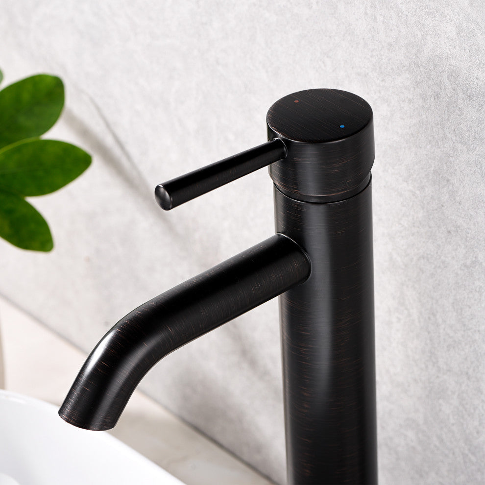 Luxier BSH03-T Single Hole Vessel Bathroom Faucet with Drain, Oil Rubbed Bronze