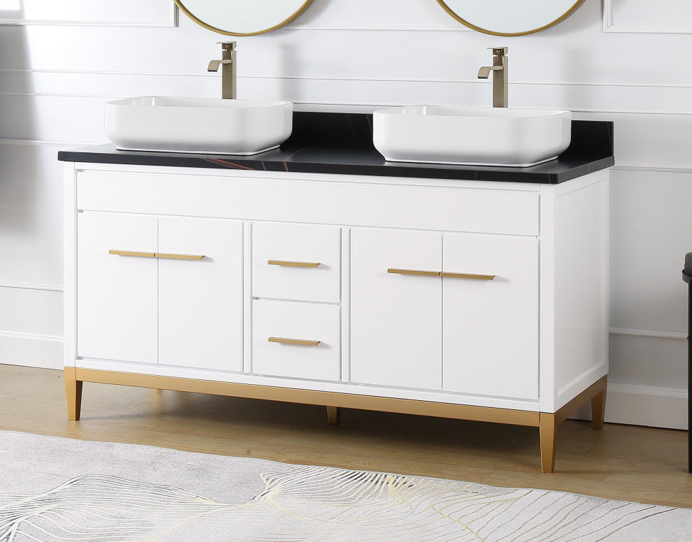 60" Tennant Brand White Beatrice Double Sink Vanity