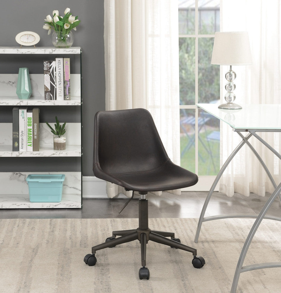 Adjustable Height Office Chair With Casters, Brown And Rustic Taupe