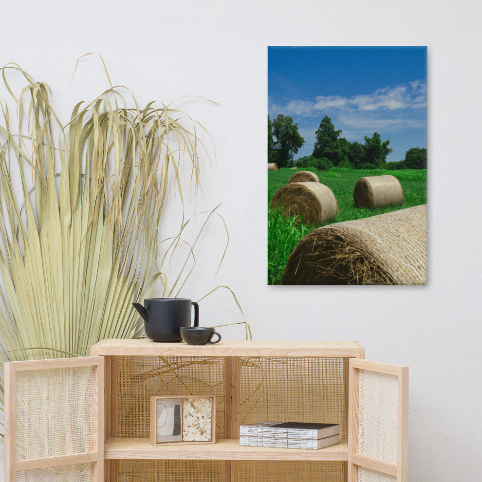 Hay Whatcha Doin in the Field Landscape Photo Canvas Wall Art Print, 24" X 36"