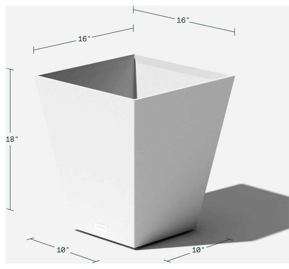 Nobleton Square Planter, White, 18 Inch, 1 Pack