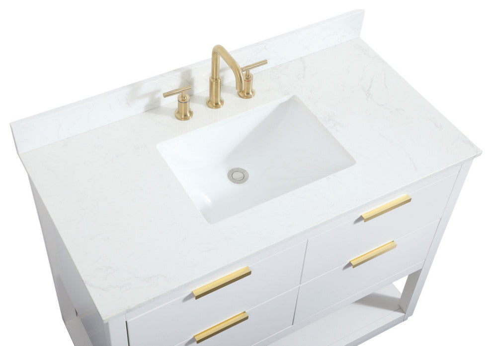 42" Single Bathroom Vanity, White, With Backsplash