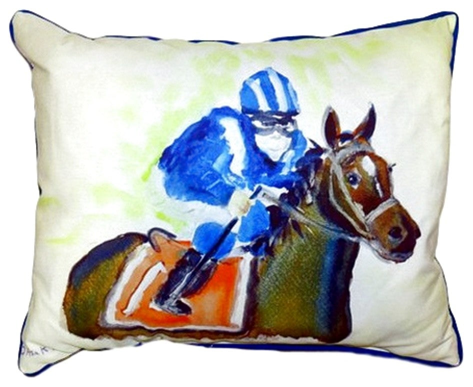 Horse & Jockey Large Indoor/Outdoor Pillow 16x20