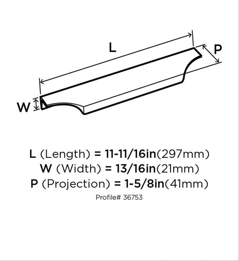 Extent 8-9/16" CTC Cabinet Edge Pull, Polished Nickel