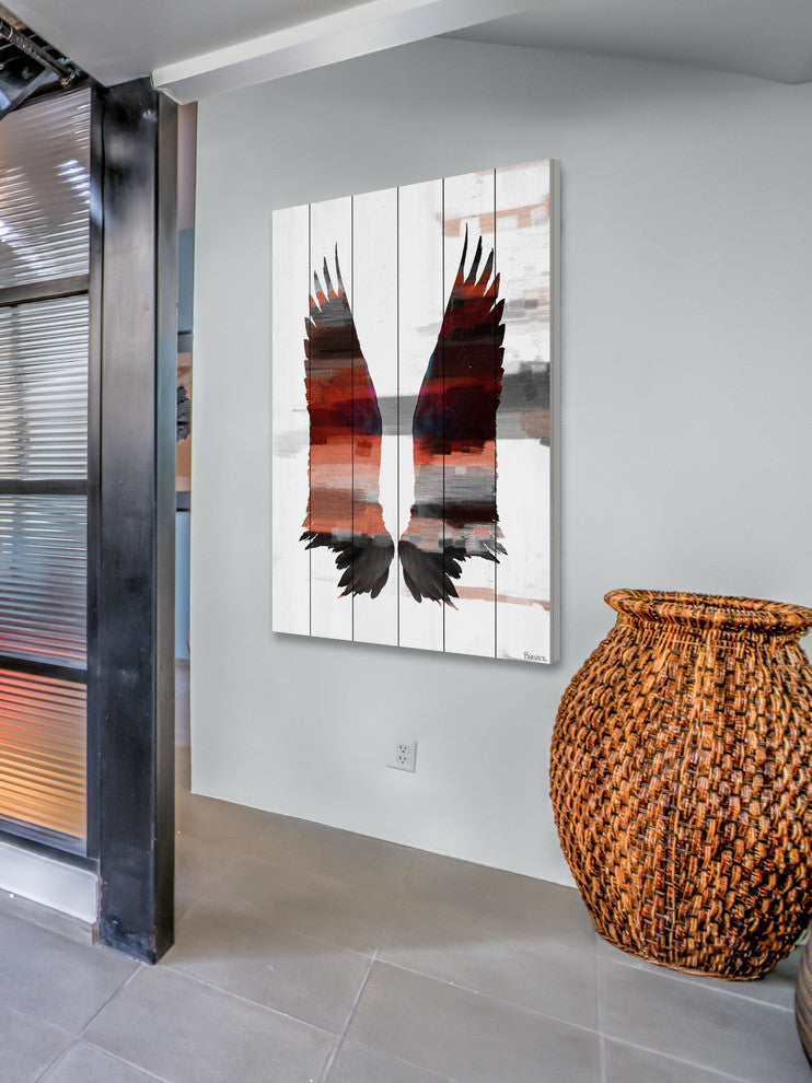"Dark Wings" Print on White Wood, 30"x45"
