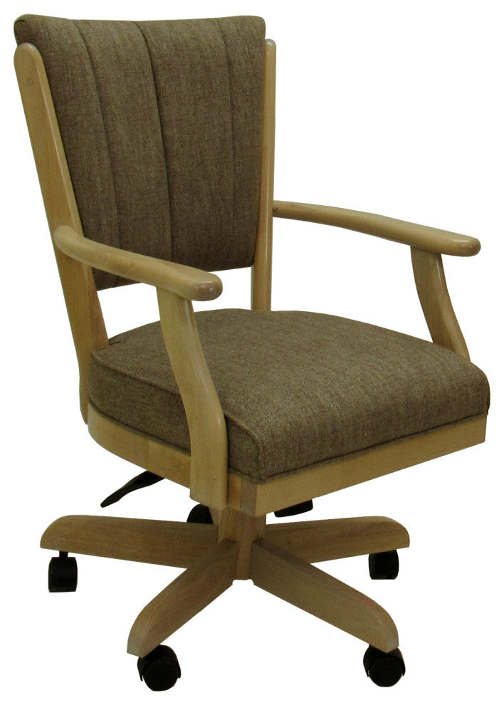 Classic Caster Swivel Dining Chair on Wheels, Solid Wood, Basin Beige - Ct