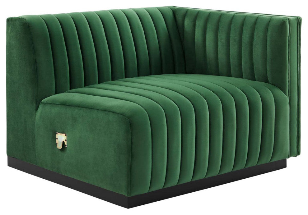 Modular Sofa Couch, Black Green, Velvet, French Lounge, Modern