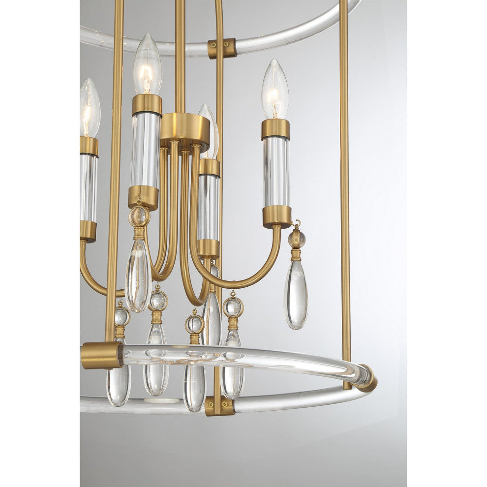 Mayfair 4-Light Pendant, Warm Brass and Chrome