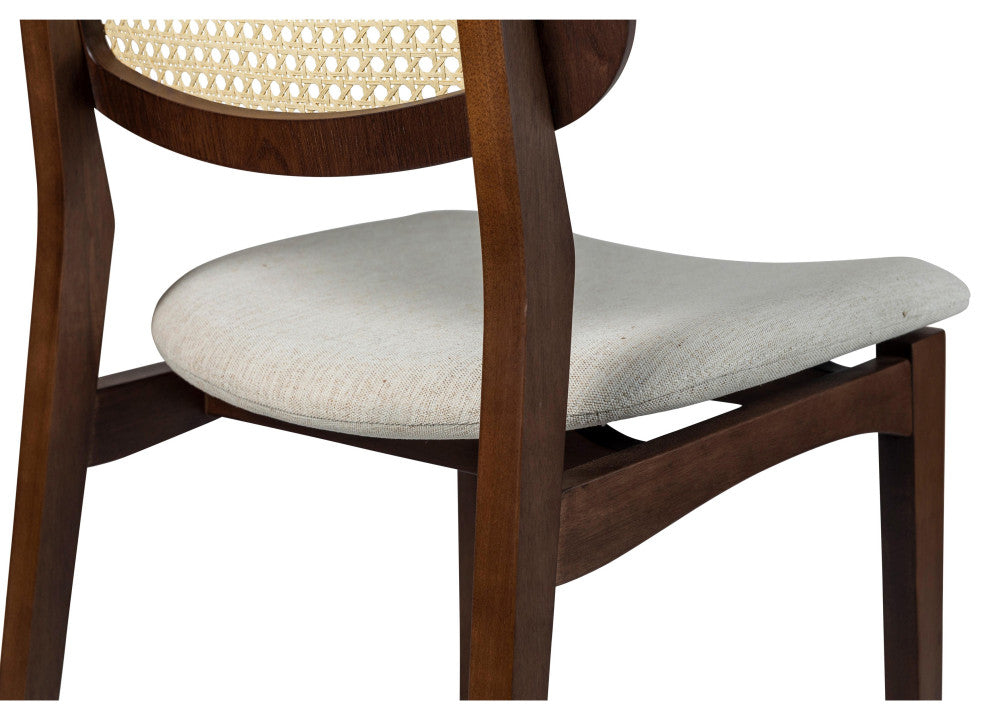 Modern Brazilian, Beth, Cane Side Chair, Nogal/Natural/Medley Ivory