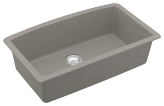 Karran Undermount Quartz 32" Single Bowl Kitchen Sink Kit, Concrete