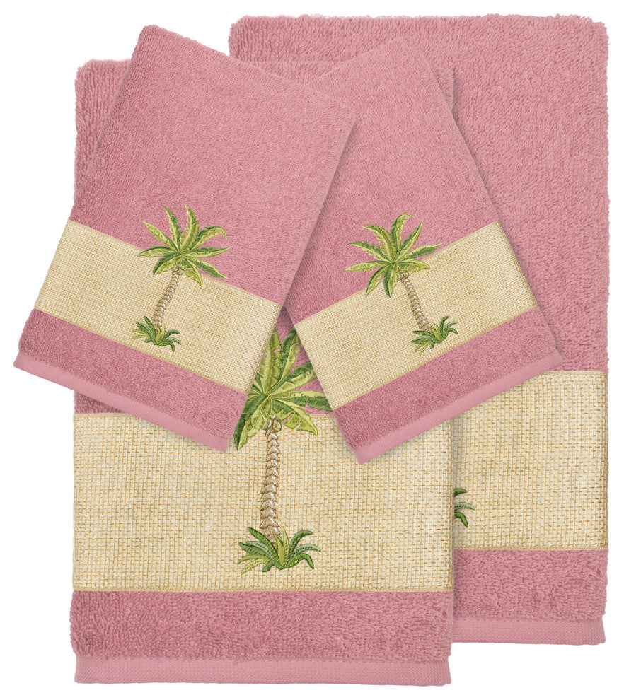 Colton 4-Piece Embellished Towel Set, Tea Rose