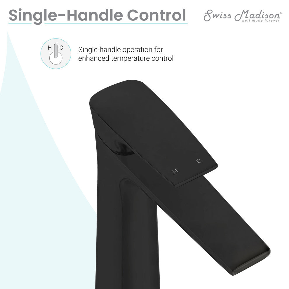 Monaco Single Hole Single-Handle High Arc Bathroom Faucet, Matte Black