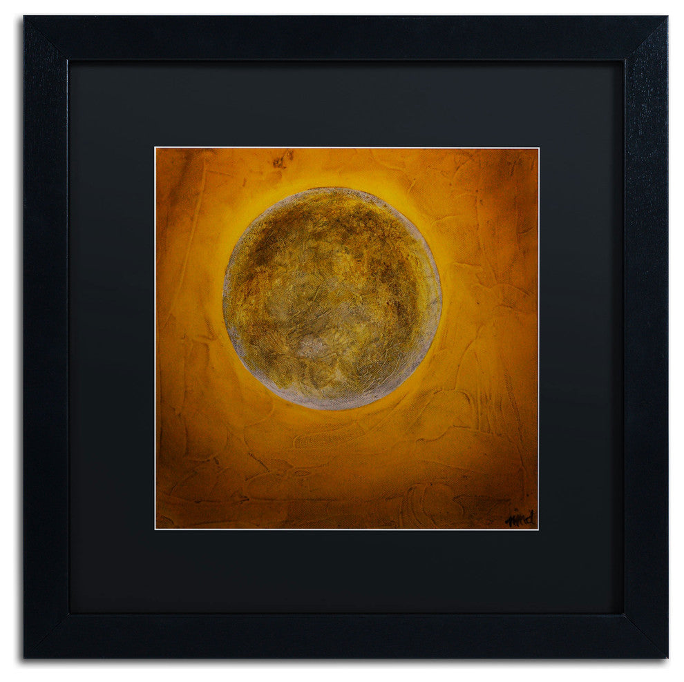'Moon on Yellow' Matted Framed Canvas Art by Nicole Dietz