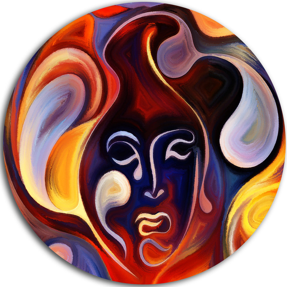 Waves Of Thought, Abstract Large Disc Metal Wall Art, 23"