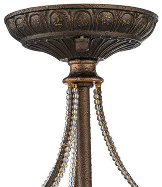 3-Light Antiqued Rust Crystal Semi Flush Ceiling Light