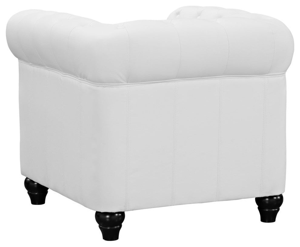 Modern Urban Contemporary Vinyl Armchair, White Faux Leather