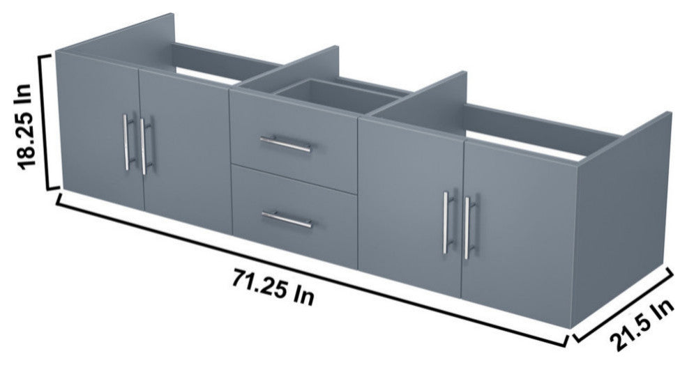 Geneva Transitional Dark Grey 72" Vanity Cabinet Only