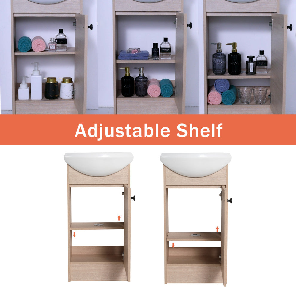 TATEUS Freestanding Bathroom Vanity, Small Bathroom Vanity With Sink  18 Inch