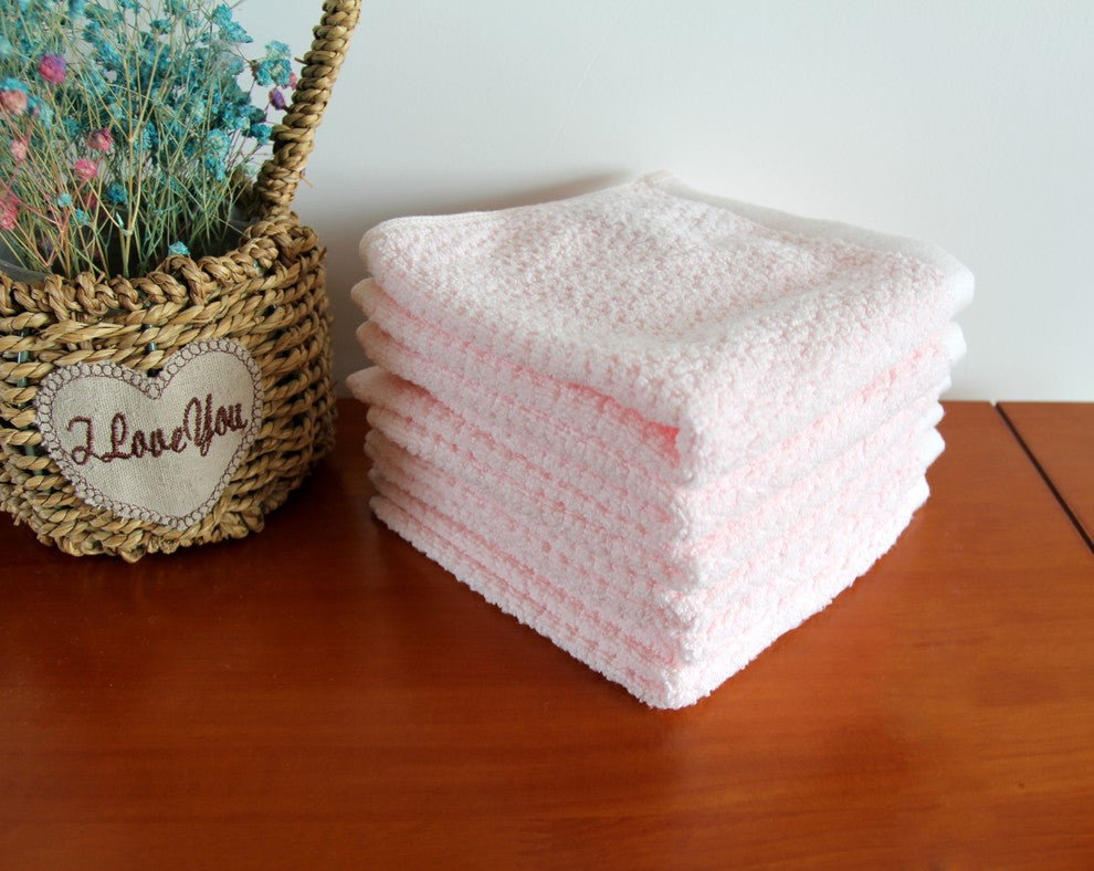 Everplush Diamond Jacquard Washcloth Towel Set, Pack of 6, Pale Pink