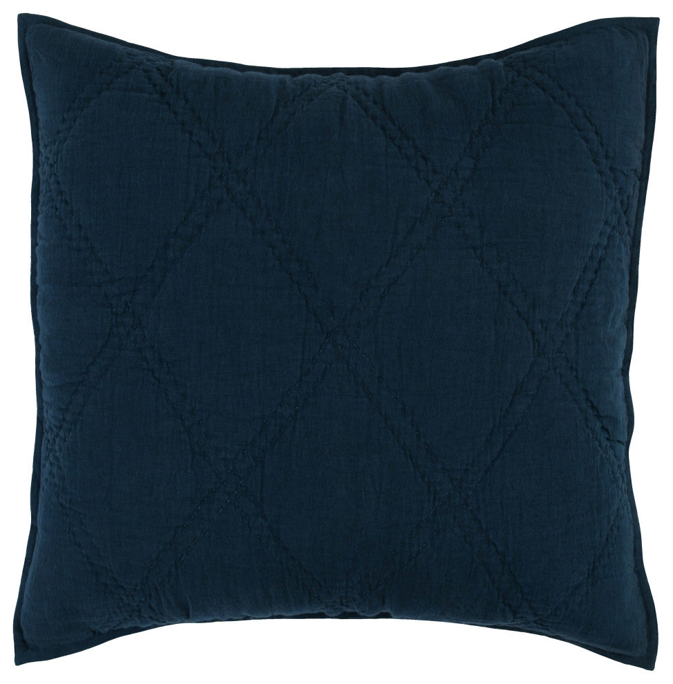 Casi 100% Belgian Flax Linen  Midnight Blue Euro Sham by Kosas Home