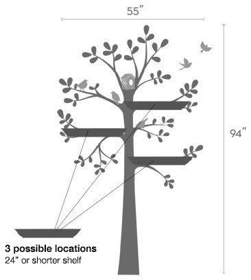 Shelving Tree Wall Decal, Color Scheme C, 55"x94"