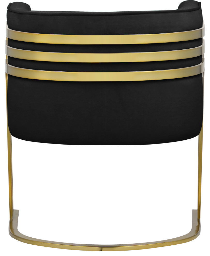 Rays Velvet Upholstered Accent Chair, Black