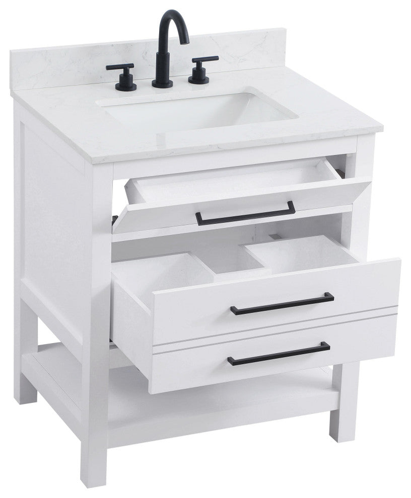 Home Living 30" Single Bathroom Vanity, White With Backsplash