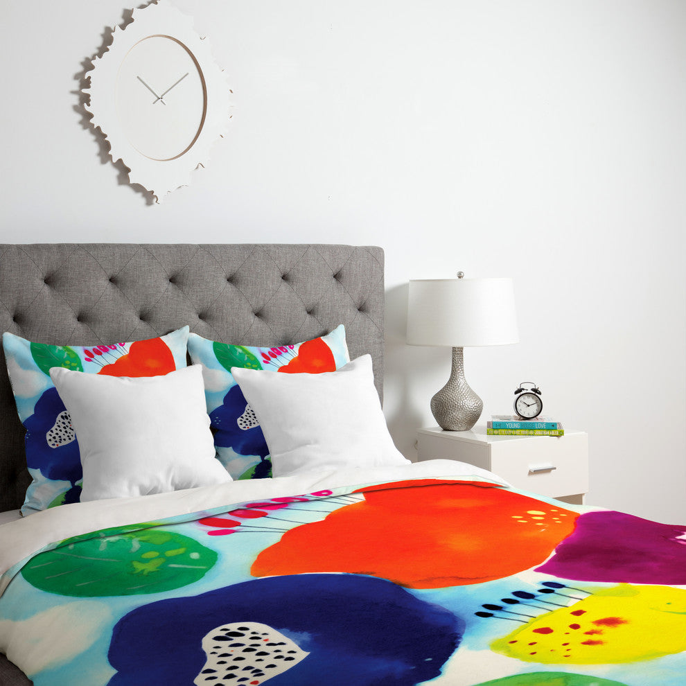 Deny Designs CayenaBlanca Big Flowers Duvet Cover - Lightweight