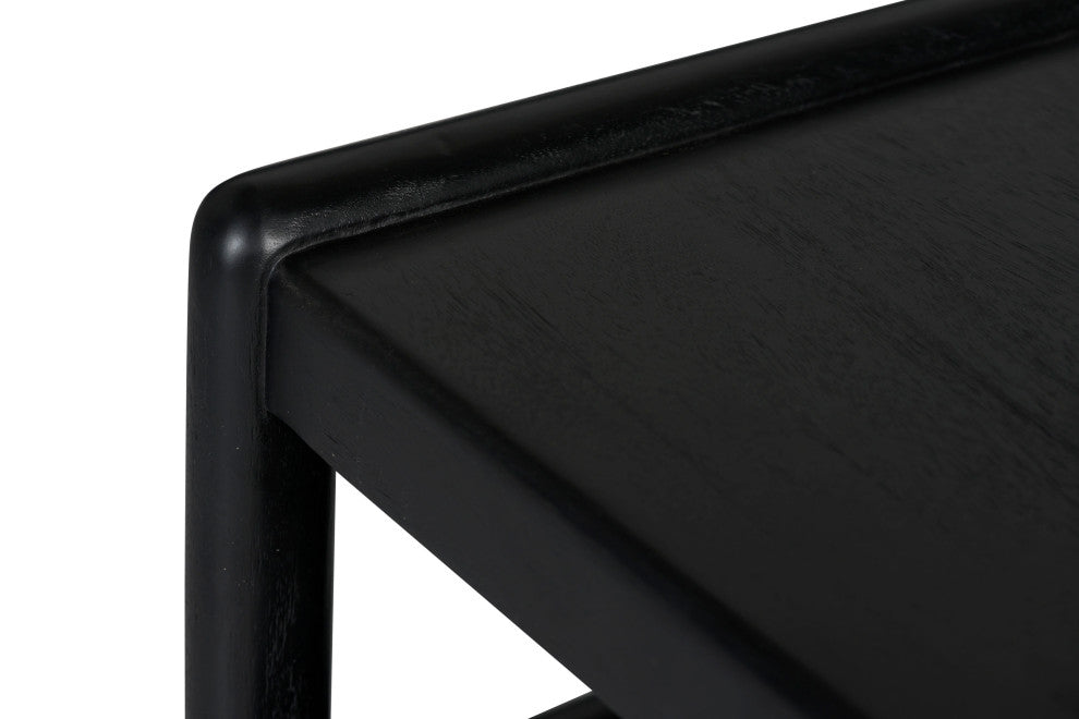 Chris Solid Wood Side Table - Charcoal