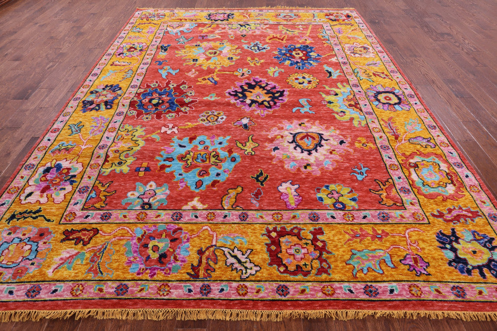 Turkish Oushak Hand Knotted Wool Rug 8' 11" X 11' 8" - Q16086