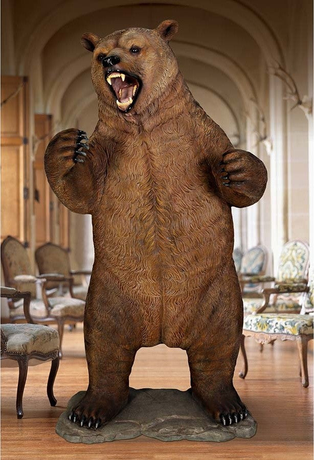 Growling Grizzly Bear Statue